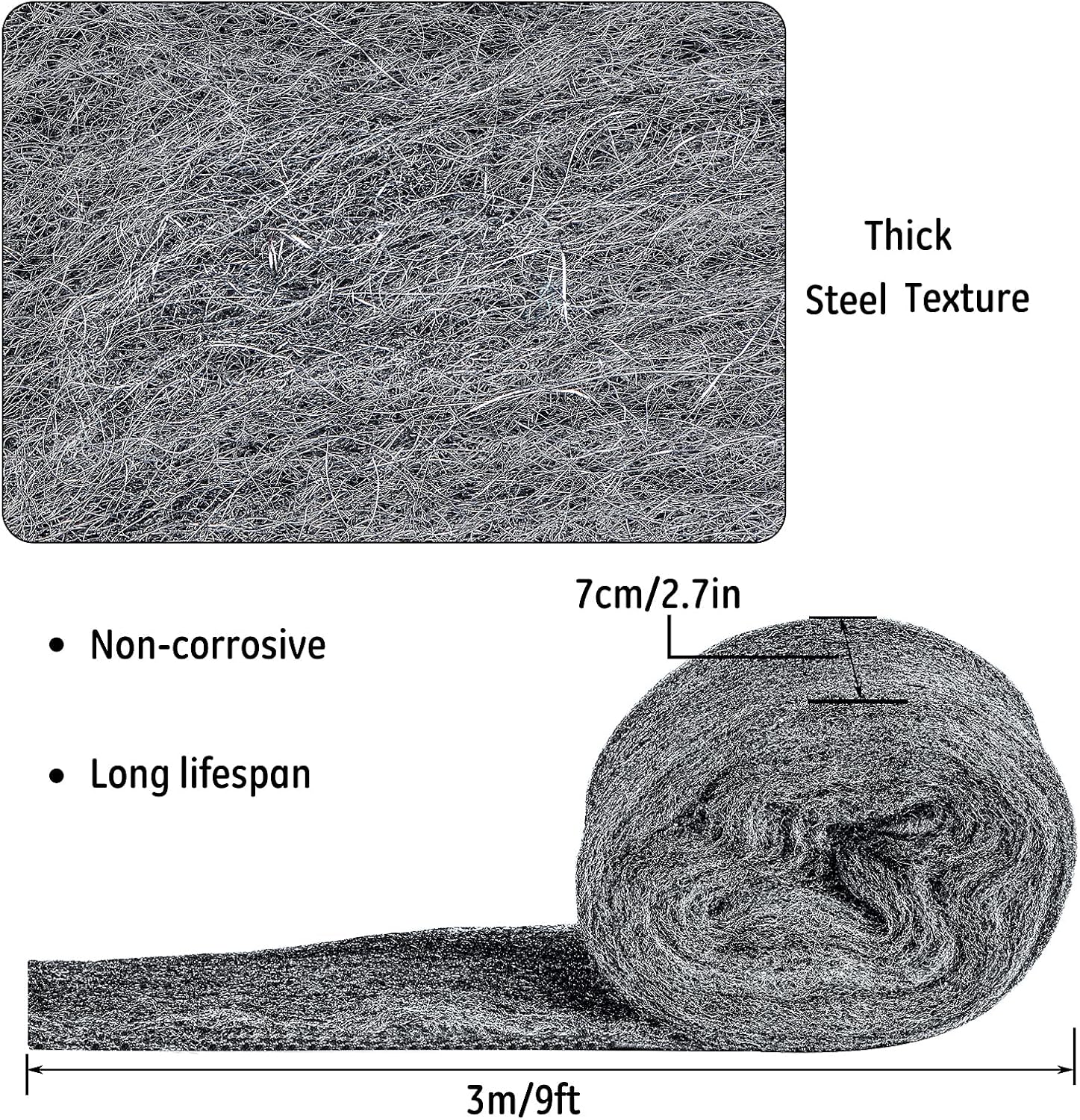 Trisiki Steel Wool Mice, 0000 Ultra Fine Wire Wool Fill Fabric DIY Kit