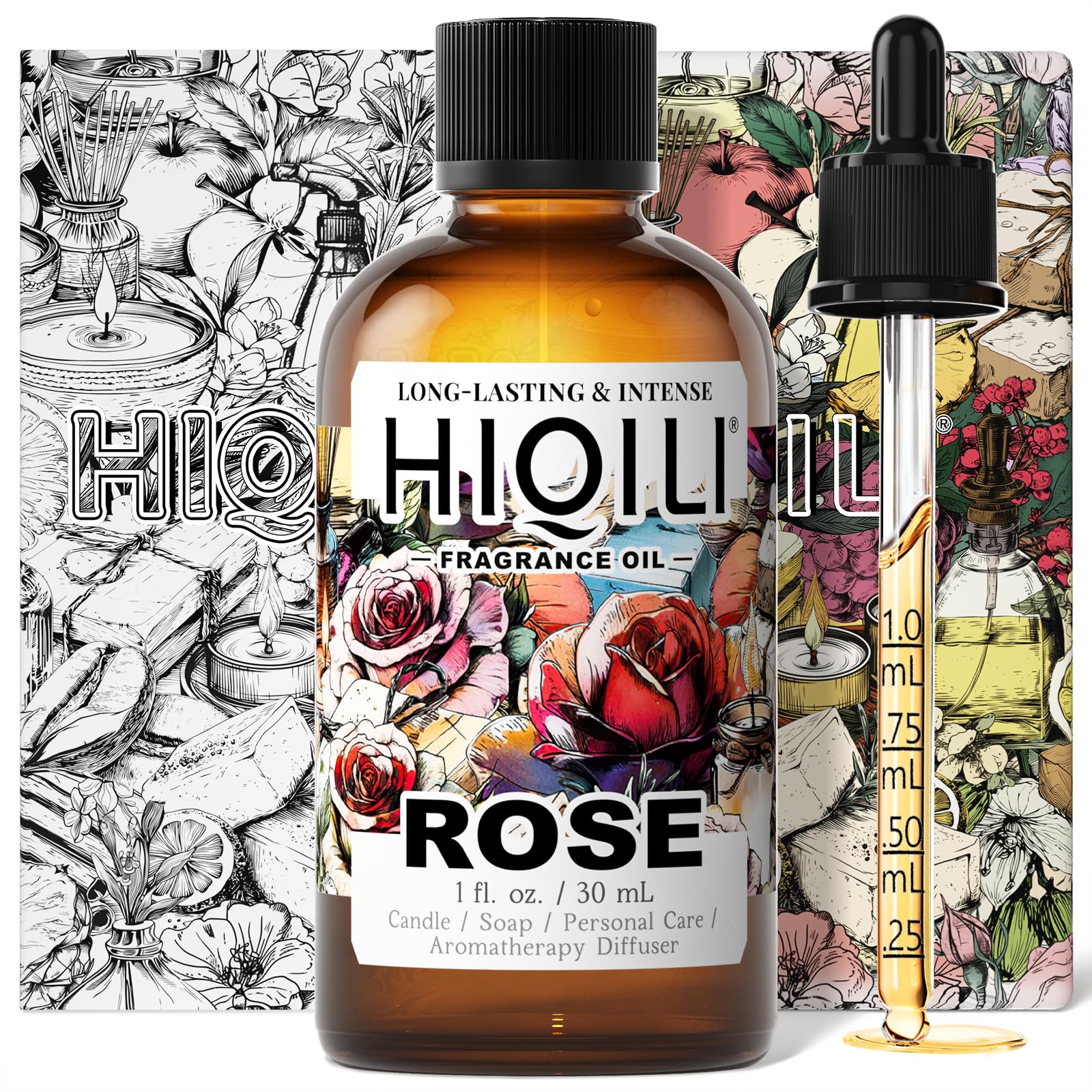 HIQILI Rose Fragrance Oil for Perfume Making, DIY Skin Product - 1 Fl Oz