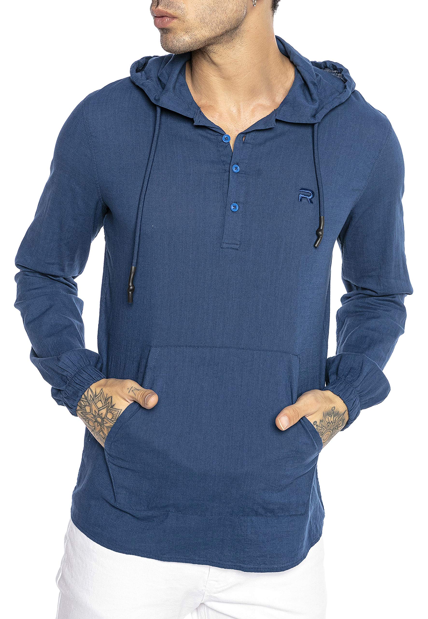 RED BRIDGE Camisa de Lino para Hombre Sudadera con Capuche Suéter Fino Tunik Hooded