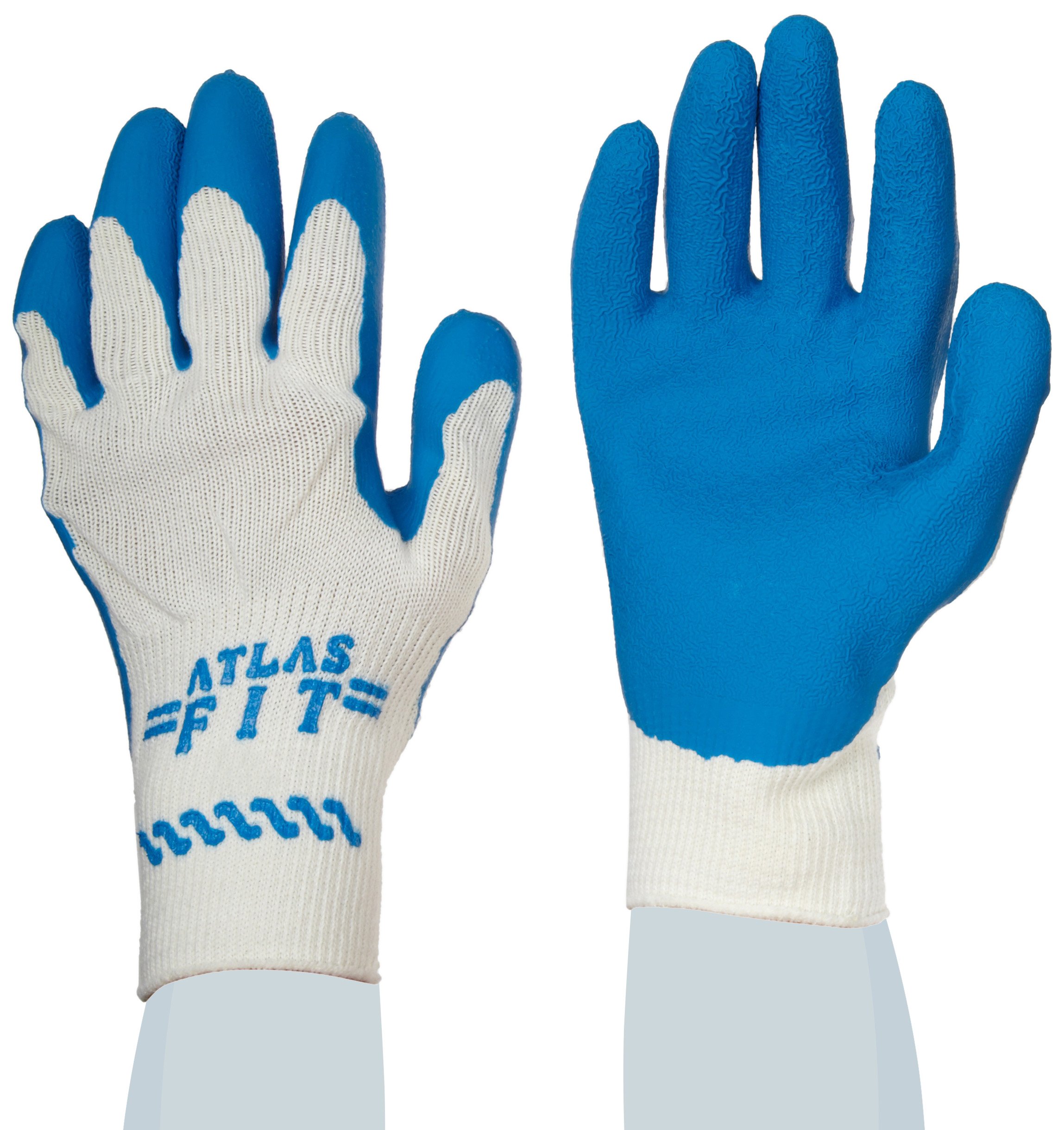 SHOWA Atlas 300W Fit Palm Coating Natural Rubber Glove, White, X-Large (Pack of 12 Pairs)
