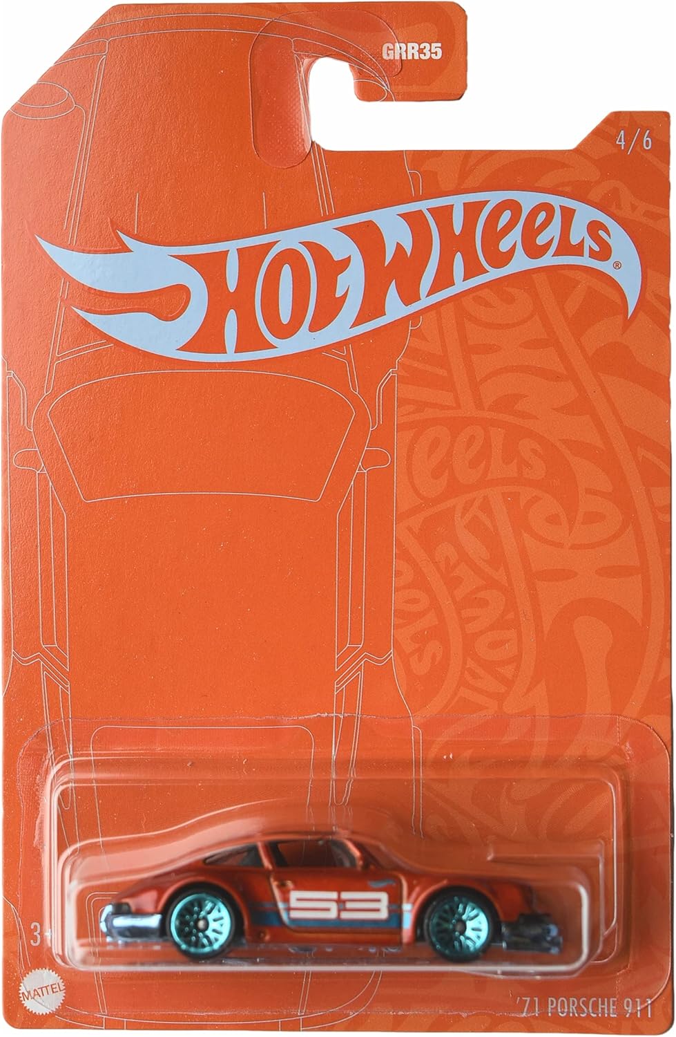 Hot Wheels '71 Porsche 911, [orange] 4/6 1:64 scale die cast