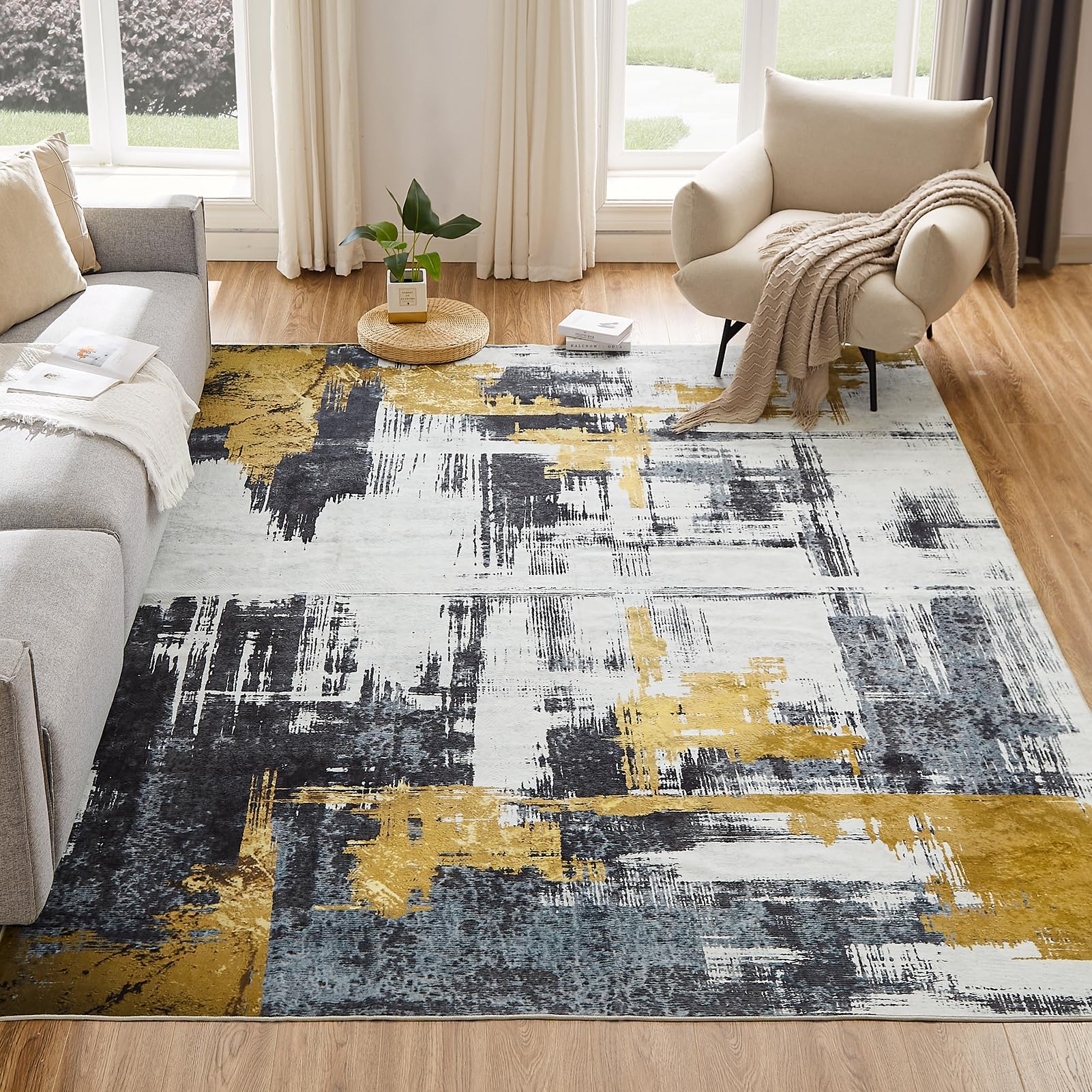Amazon.com: VK·LIVING 5'x7' Area Rug Abstract Machine Washable Rug