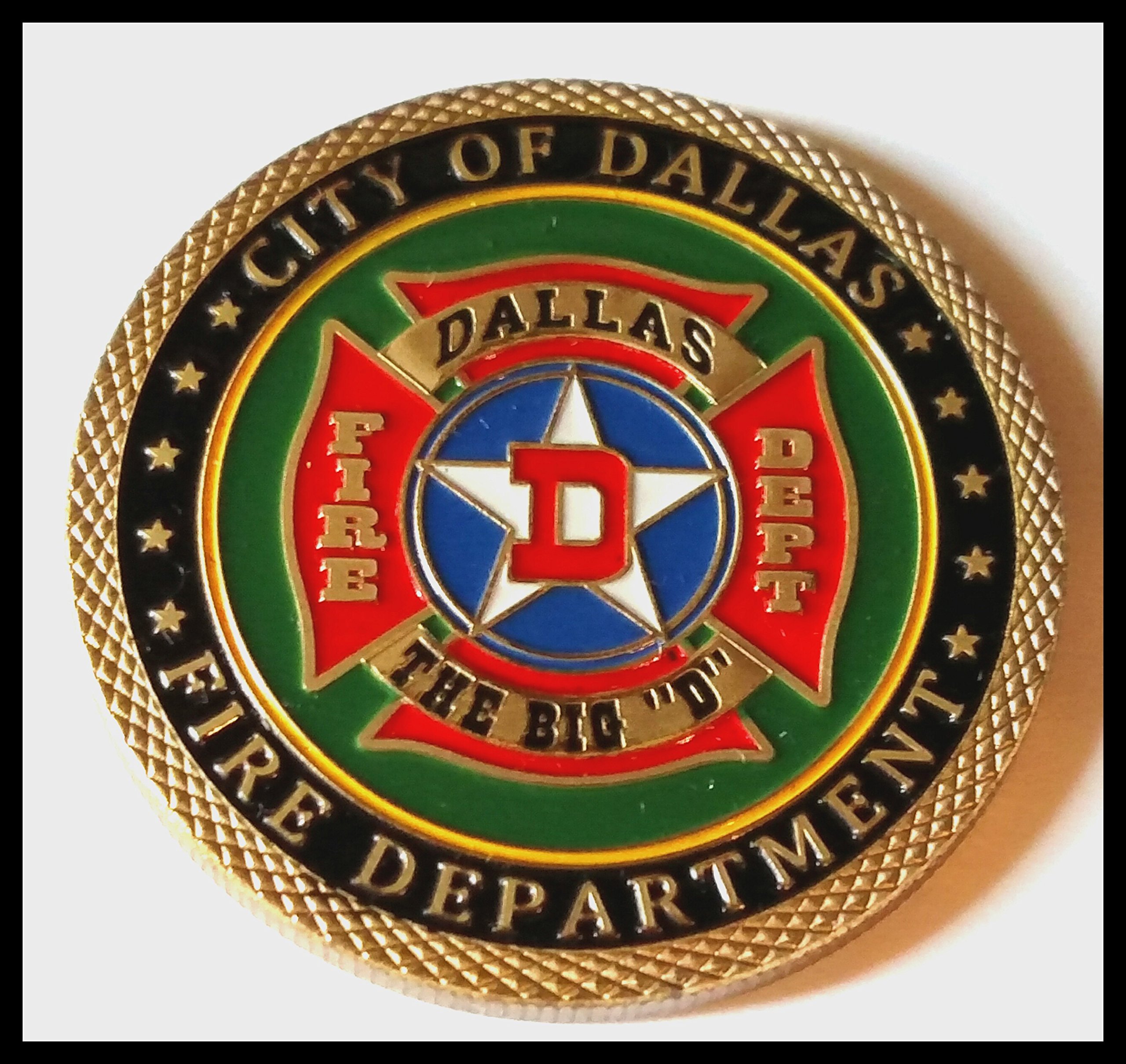 Dallas Fire Department Firefighter Colorized Challenge Art Coin