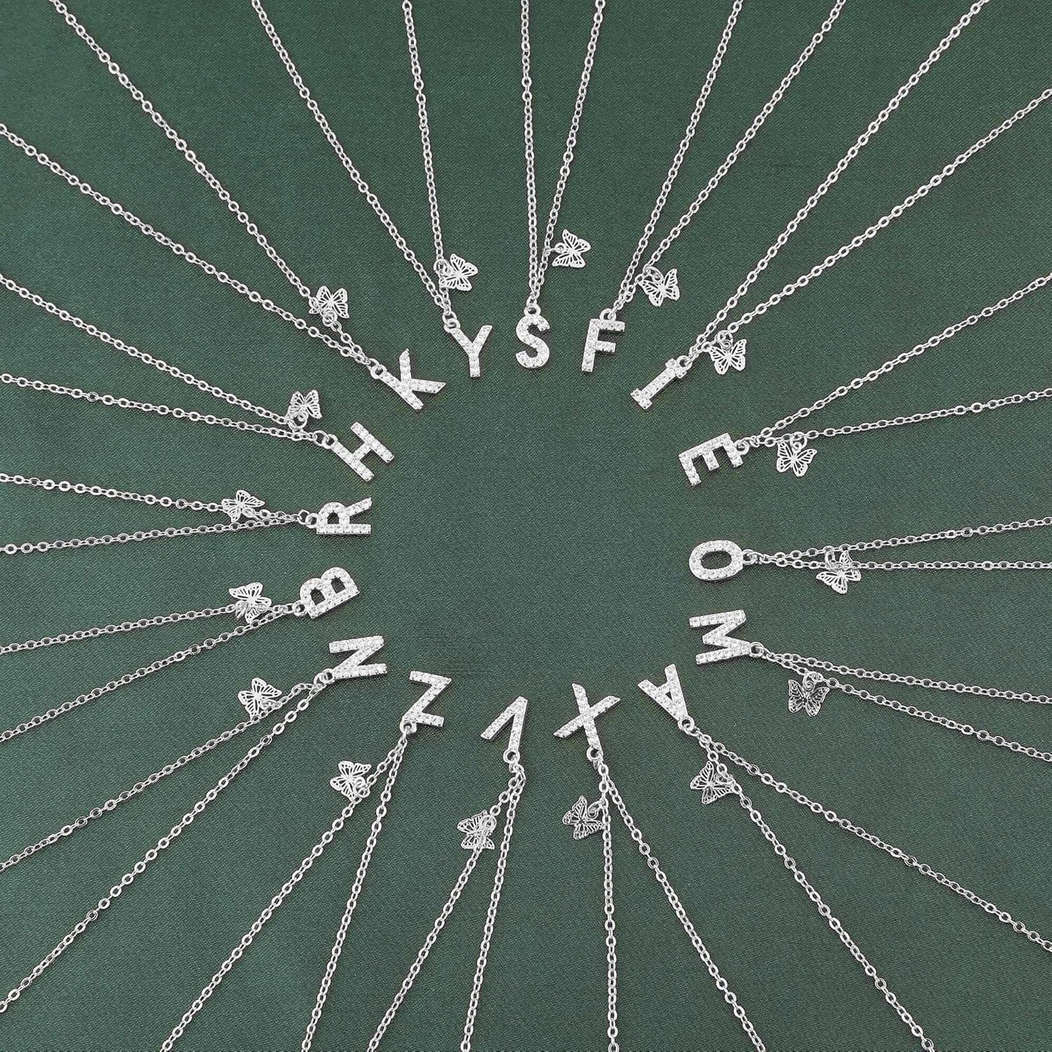 MJartoria Valentines Day Gifts-Dainty Initial Necklace Butterfly Pendant Necklace, 14K Gold Plated Brass Cubic Zirconia Letter Dainty Necklaces Jewelry Birthday Gifts for Women - Image 7