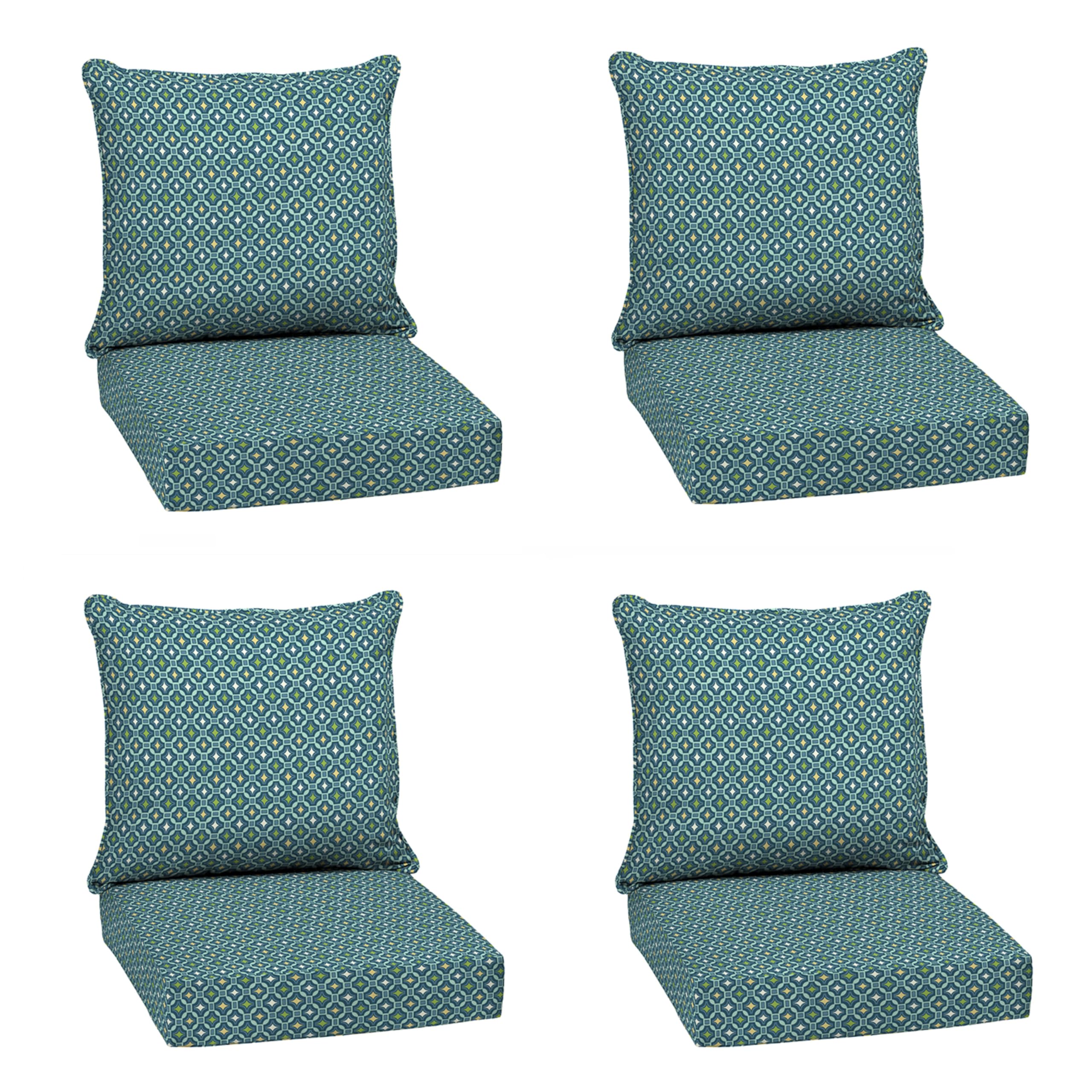 Arden Outdoor Deep Seat Cushion Set, 4-Pack, 22x24, Alana Tile