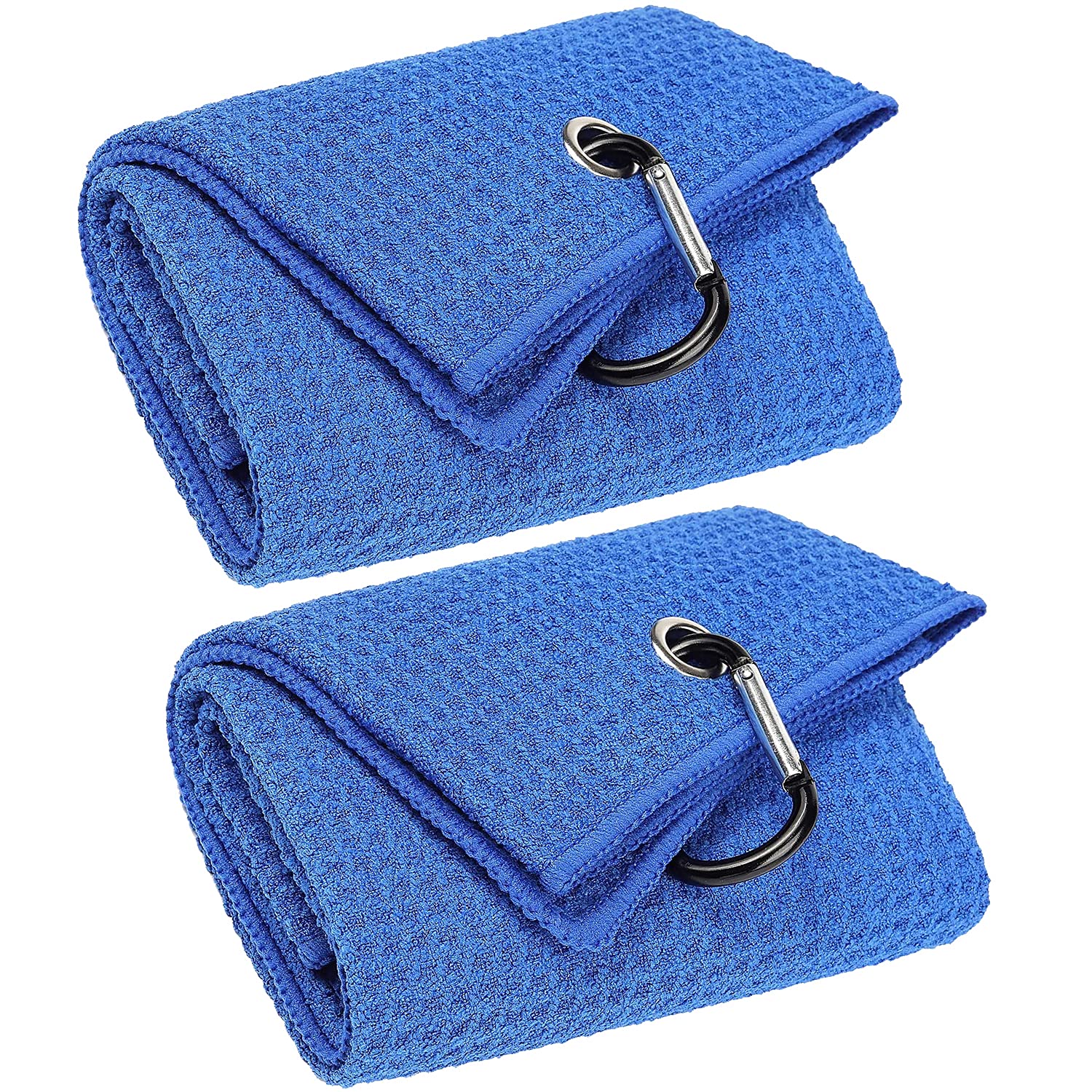 VIVIDLY 2 Pack Tri-fold Golf Towels, Premium Microfiber Fabric Waffle Pattern with Black Heavy Duty Carabiner Clip, Blue Golf Towels for Golf Bags for Men (Blue) (B097T2H7L8) Amazon Price History, Amazon Price Tracker