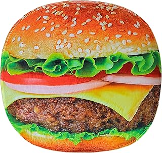 Vessia Hamburger Throw Blanket, Realistic Funny Fast Food Blanket for Adults and Kids, 300GSM Giant Soft Cheese Burger Throw for Couch, Sofa, Bed, Fun Cozy Round Gifts for Boys, Girls