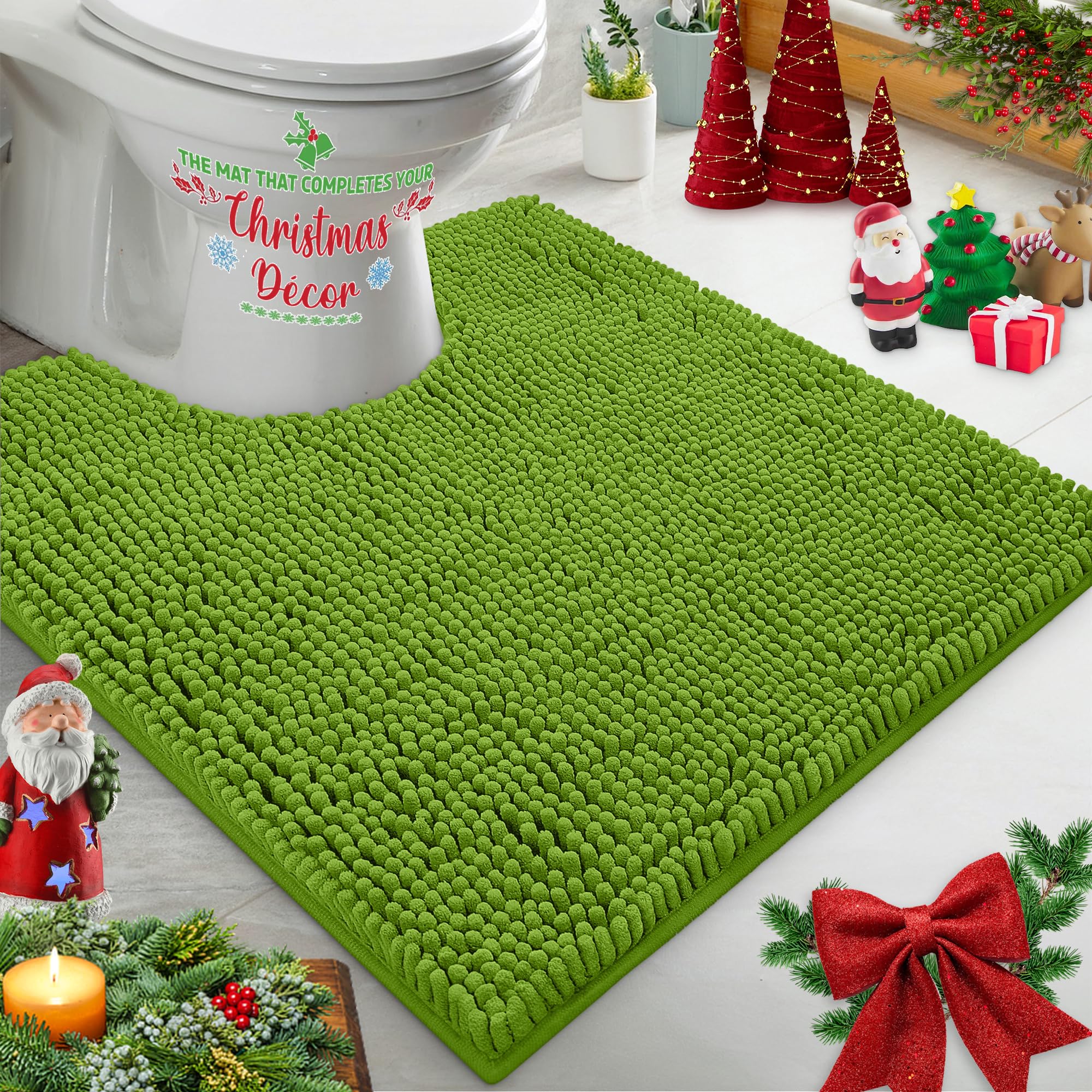 LuxUrux Bath Mat-Extra-Soft Plush Bath Shower Bathroom Rug, 1'' Chenille Microfiber Material, Super Absorbent Shaggy Bath Rug