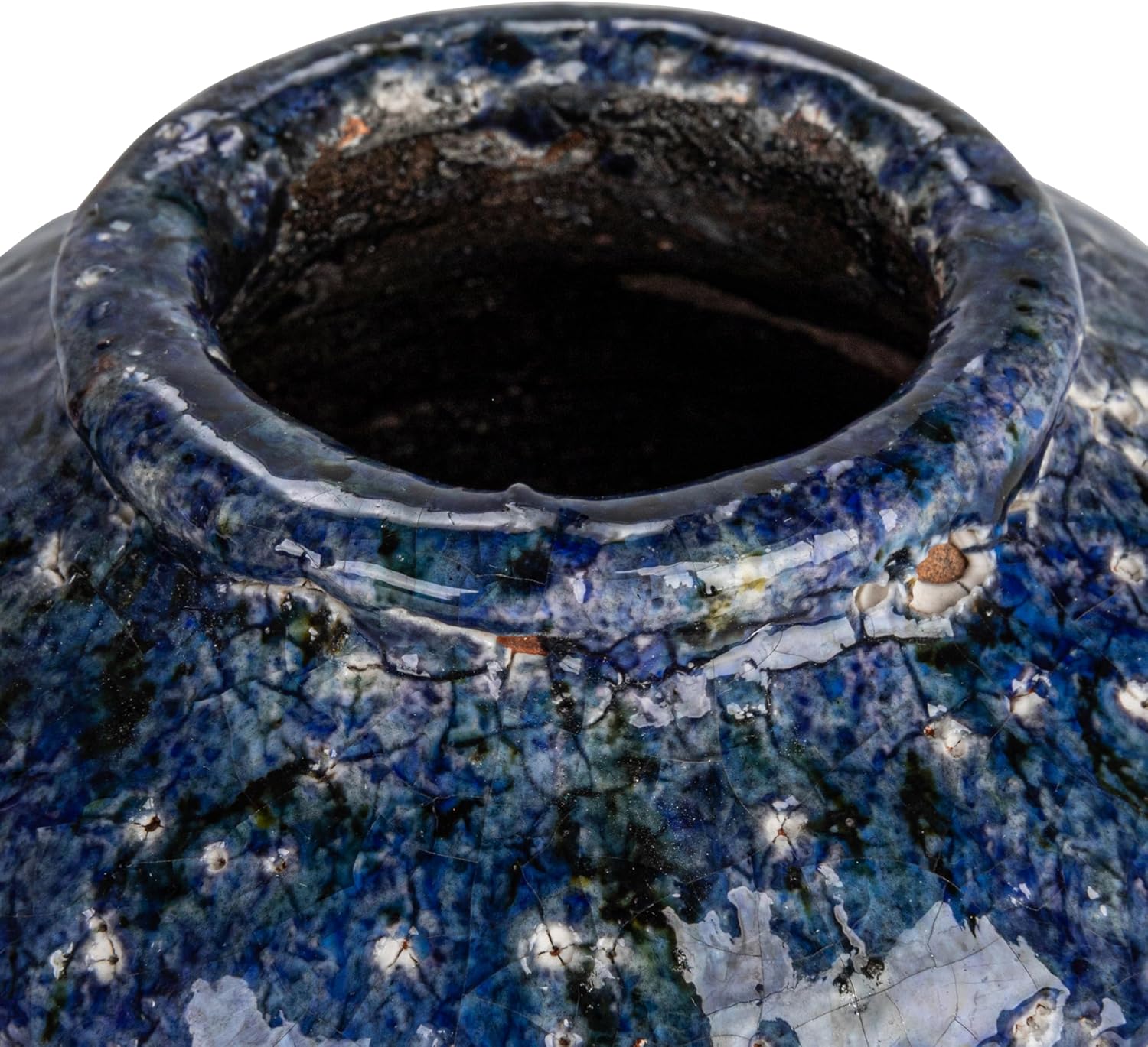 Creative Co-Op Decorative Terra-Cotta Vases with Crackle Glaze, Navy, Set of 3