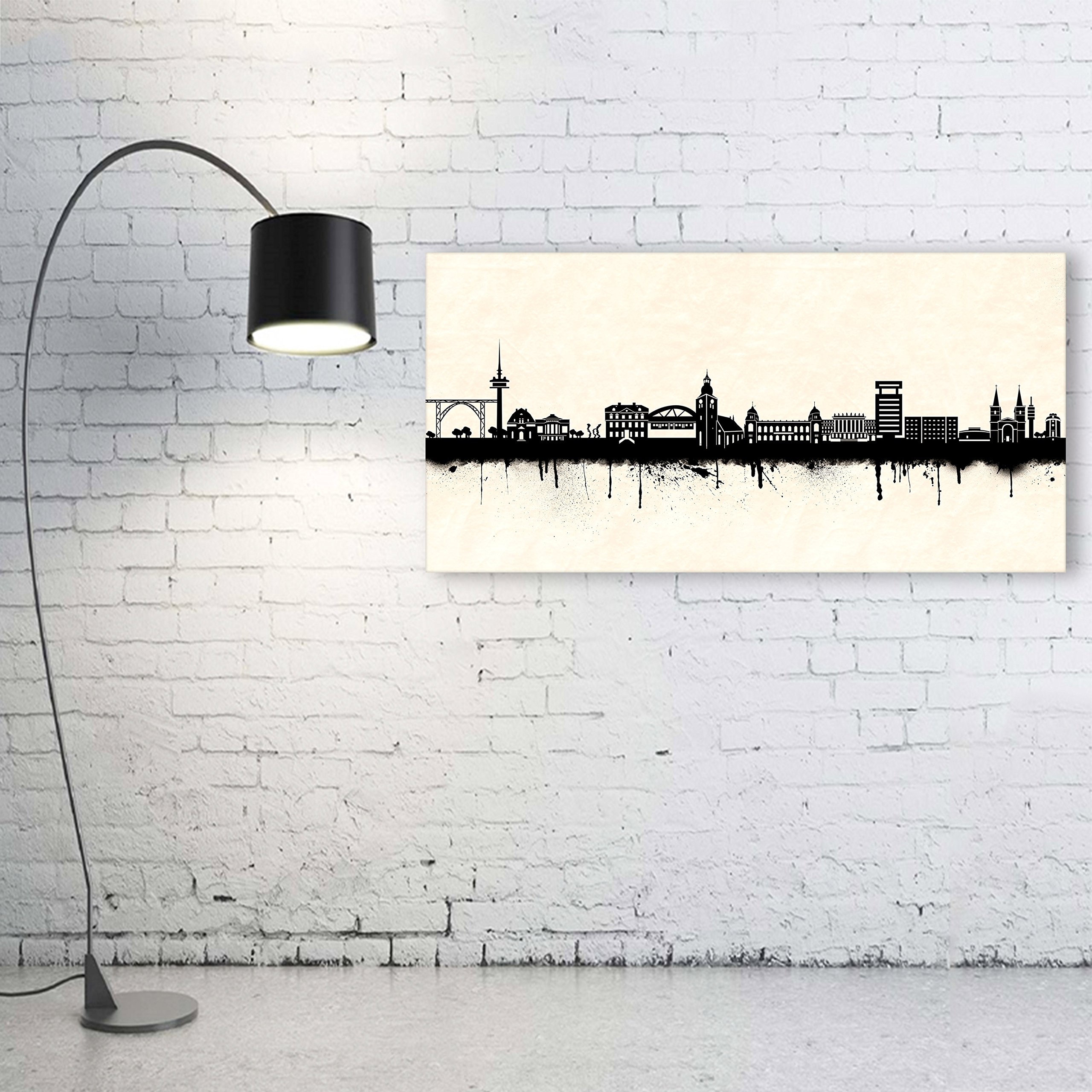 Kunstbruder Leinwandbild - Wuppertal Skyline SW (div. Formate) - Wandbild Street Art Like Banksy Kunstdruck Bild Dekoration Loftbild 70x140cm
