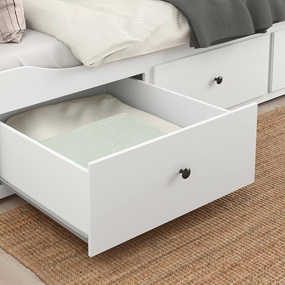 IKEA HEMNES Day-Bed w 3 Drawers/2 mattresses, 80x200 cm, White/Vannareid Extra Firm