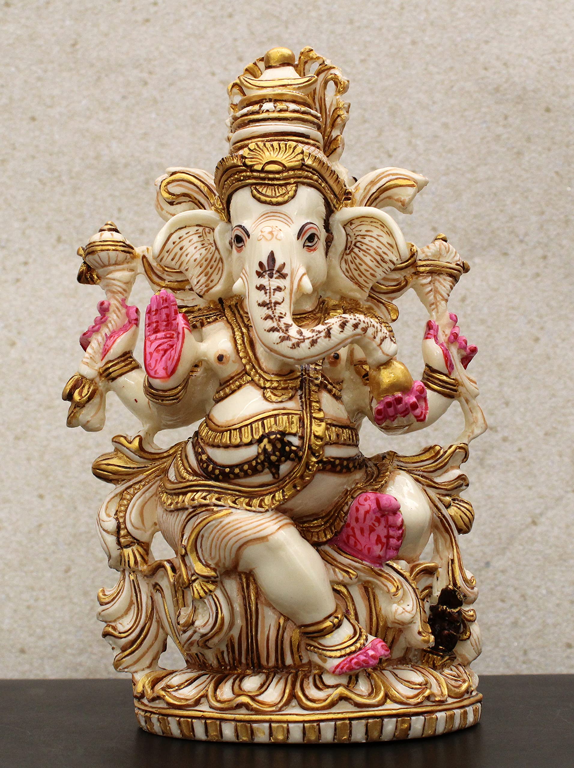 Shri Handicrafts8" Handmade Ganesha Sitting Statue Divine Prayer Figurine God Idol Gifts Antique Design for Home Decoration(Gold)
