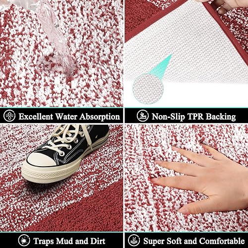 Miniatura 19 de Vaukki Tapete para puerta de entrada, antideslizante, absorbente, atrapador de lodo, tapete para el interior, tapete lavable para puerta de entrada