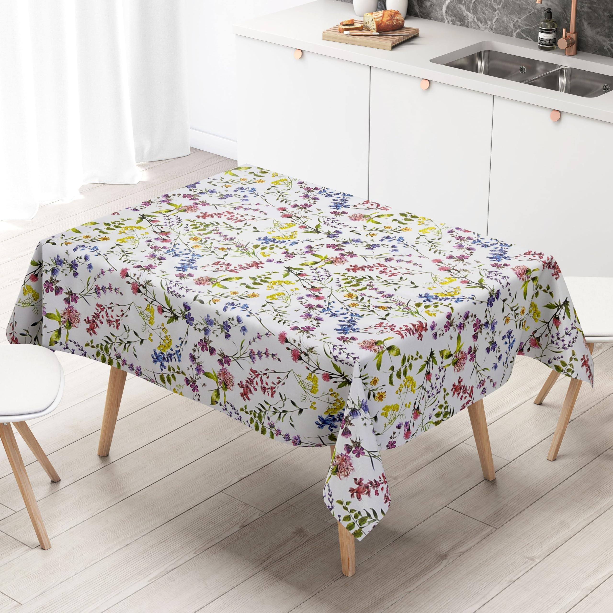 KEVKUS Wachstuch Tischdecke 160 cm Breite Übergröße B4033-01 Blumen und Blüten - Größe und Form frei wählbar + knickfreier Versand + gerollt auf Papphülse