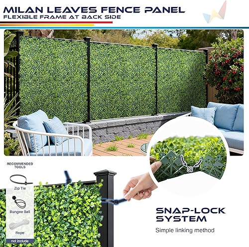 Miniatura 4 de Windscreen4less 6 paneles artificiales de boj de 20 x 20 pulgadas, seto topiario, plantas, hierba, pantalla de privacidad para exteriores, Boj