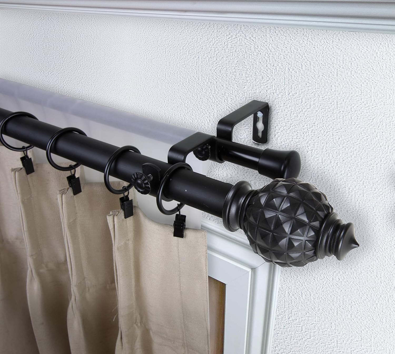Rod Desyne 1" Eli Double Curtain Rod 28-48 inch - Black