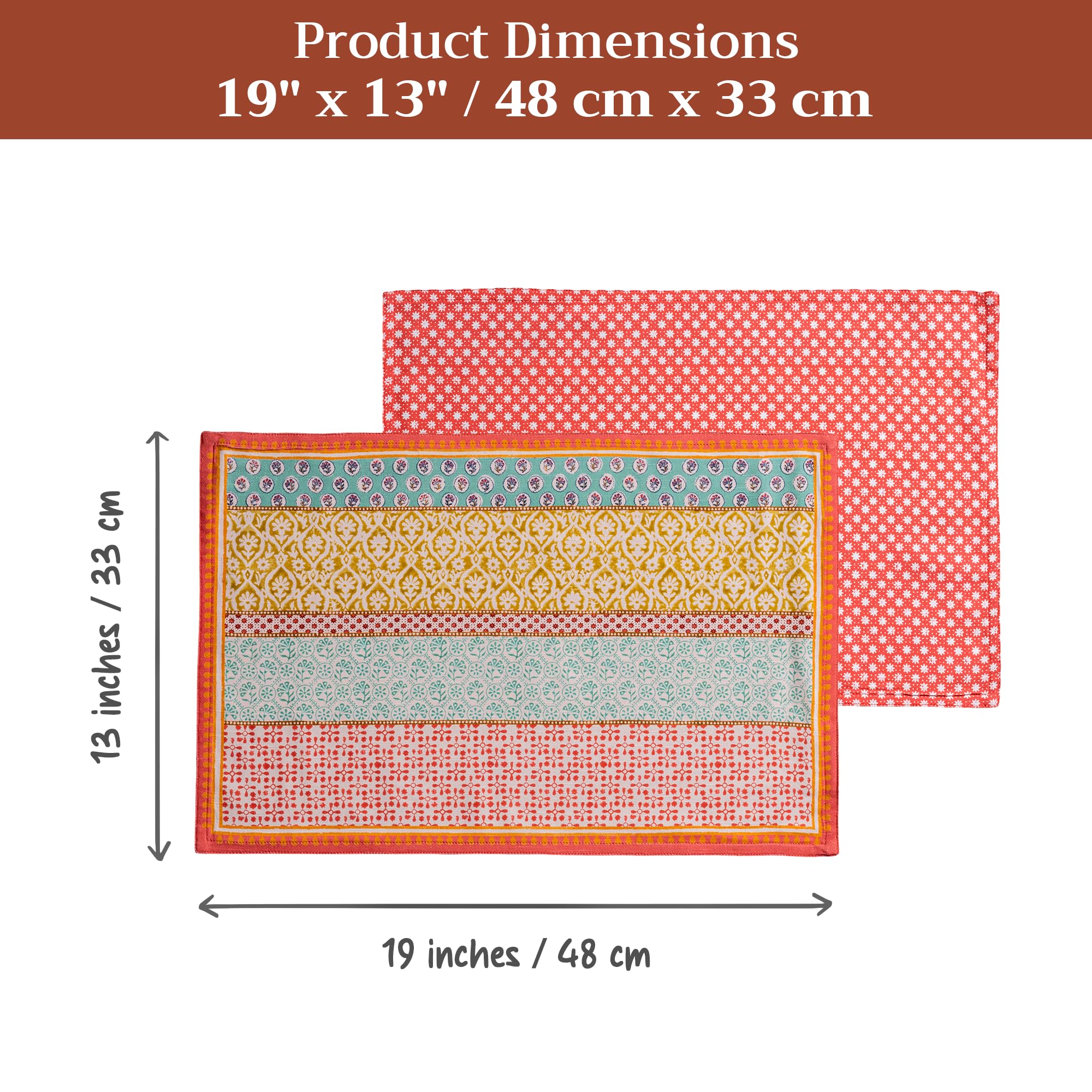 Maison d' Hermine Provence 100% algodón Juego de 4 manteles Individuales de Pascua para Mesa de Comedor | Cocina | Boda | Uso Diario | Cenas | Primavera/Verano (33 cm x 48 cm)