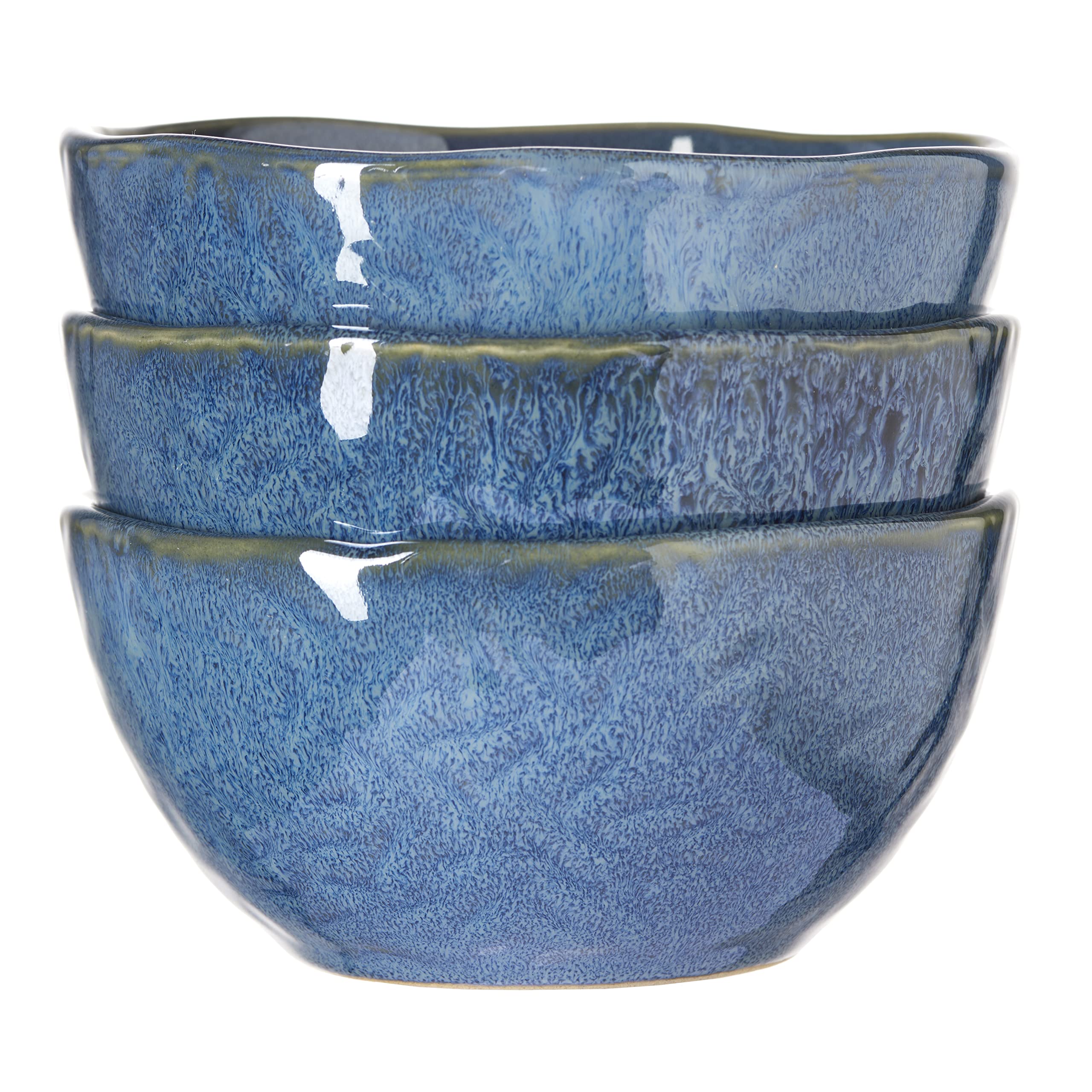 Leonardo Matera 018582 Lot de 6 bols à dessert, à céréales, à collation, en céramique, passent au lave-vaisselle, bleu, Ø 12 cm, 380 ml