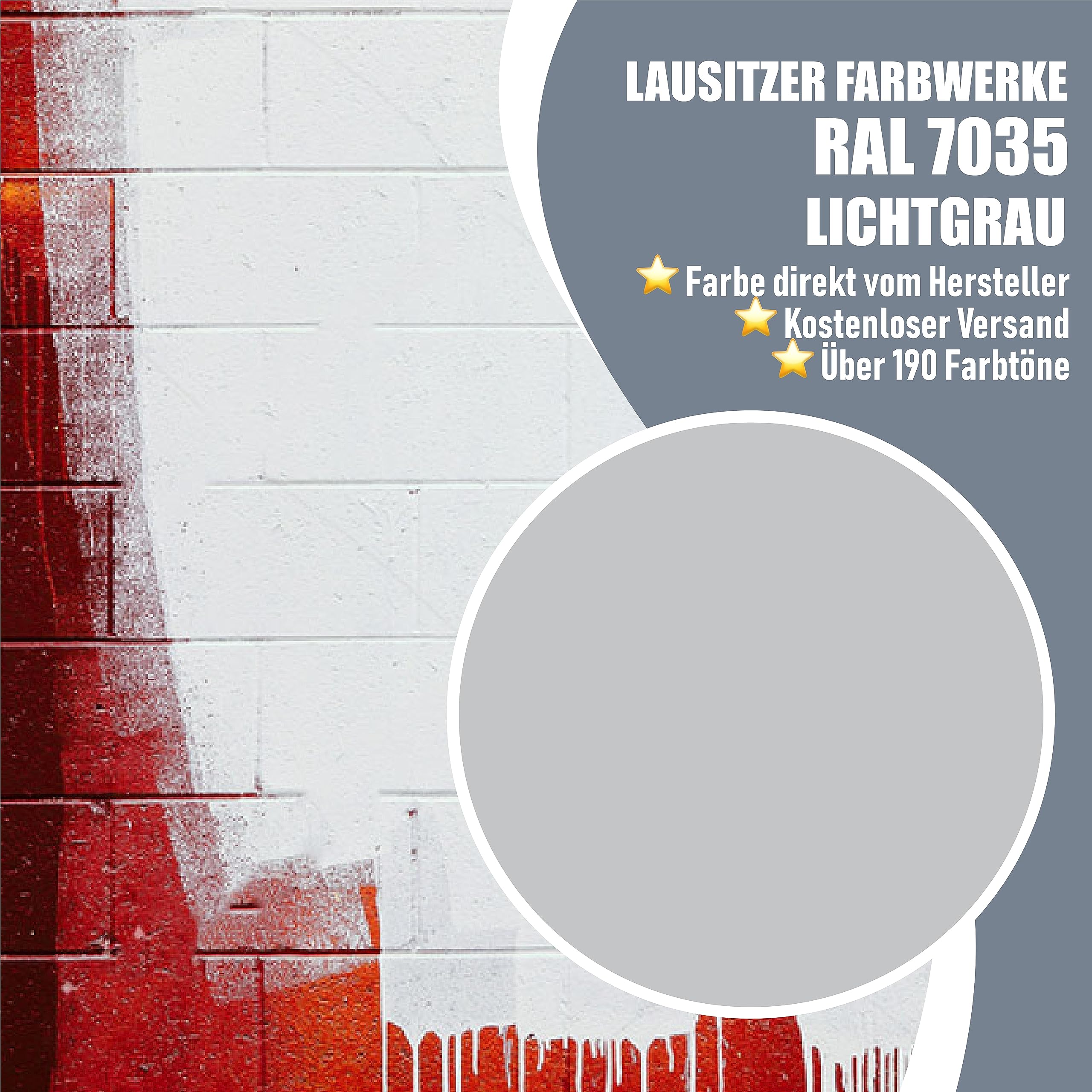 Lausitzer Farbwerke Betonfarbe Bodenfarbe traditionelle Fassadenfarbe für mineralische Untergründe für Stein, Mauer, Beton, Fassade, Putz, Zement streichen & versiegeln (2,5 L, Lichtgrau (Ral 7035))
