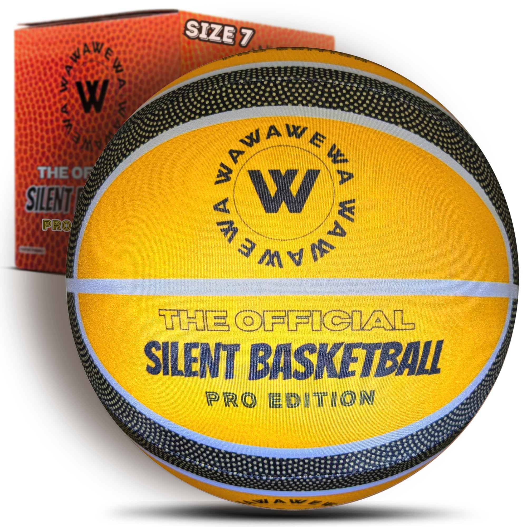 The Official Silent Basketball PRO (Size 7) – Protected Cover Indoor Basketball for Quiet Dribbling – Airless Indoor Training Foam Basket Ball with Cover – Ready to Play for All Ages (29.5")