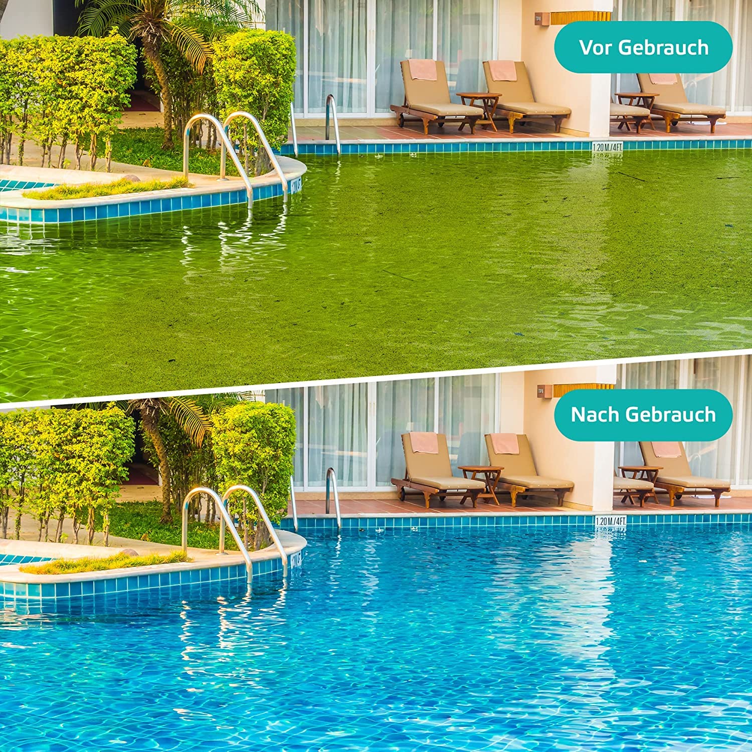 well2wellness® Poolzubehör Set/Pool Starter Set A Basic 3-teilig mit 1kg Multitabs 5in1 20g, Thermometer blau + Dosierer