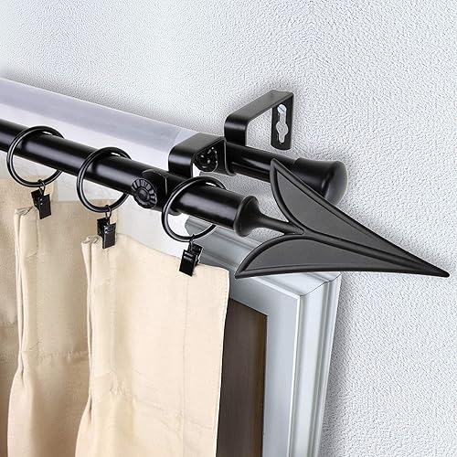 Miniatura 3 de Rod Desyne 4725-282 Arrow - Juego de barras de cortina de doble ventana, 28 a 48 pulgadas, color negro