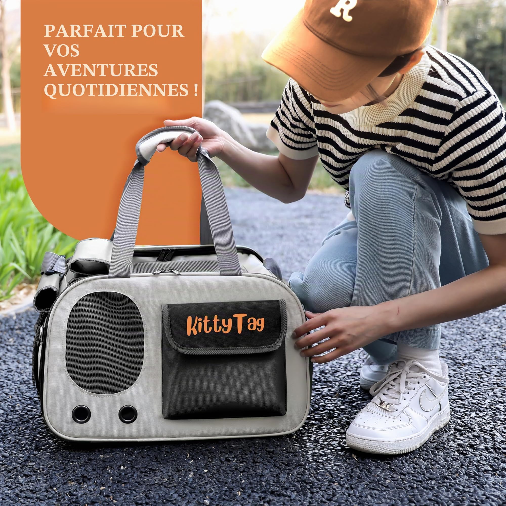 Sac Transport Chat Pliable, Sac Transport Chien Respirant, Caisse Transport Chat, Cage Chat, Sac Chat Elegant, Cage Transport Chat, Caisse de Transport pour Chien pour l'extérieur