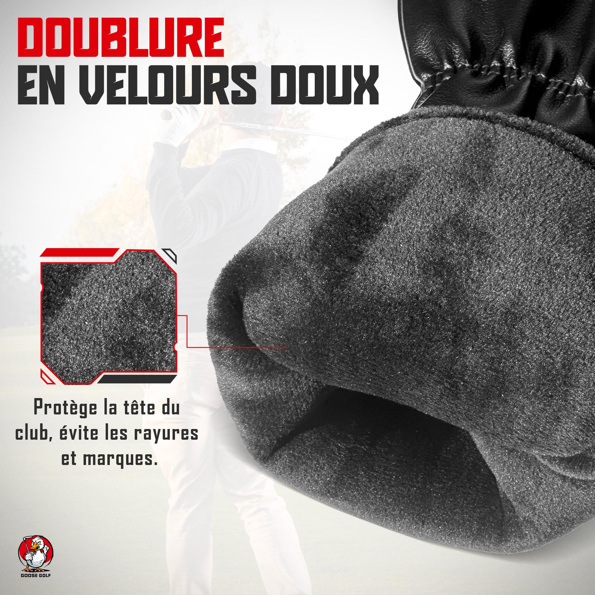 Couvre-Clubs de Golf Universel pour Driver et Bois – Compatible Toutes Marques (Callaway, Taylormade, Titleist…) – Protection Haute Qualité avec Fermeture Élastique – Goose Golf