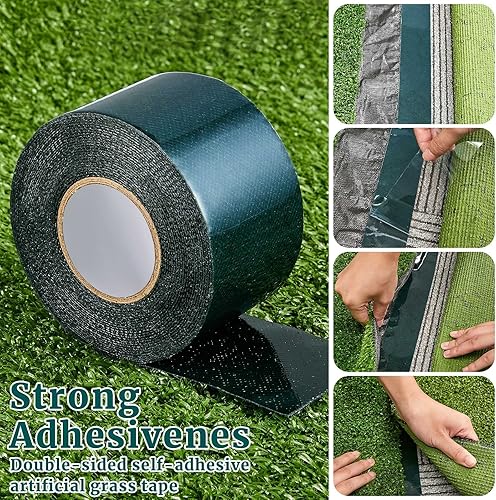 Miniatura 3 de Cinta de césped artificial de doble cara de 2 pulgadas x 16.5 pies, cinta de césped artificial autoadhesiva, cinta de césped artificial para césped,