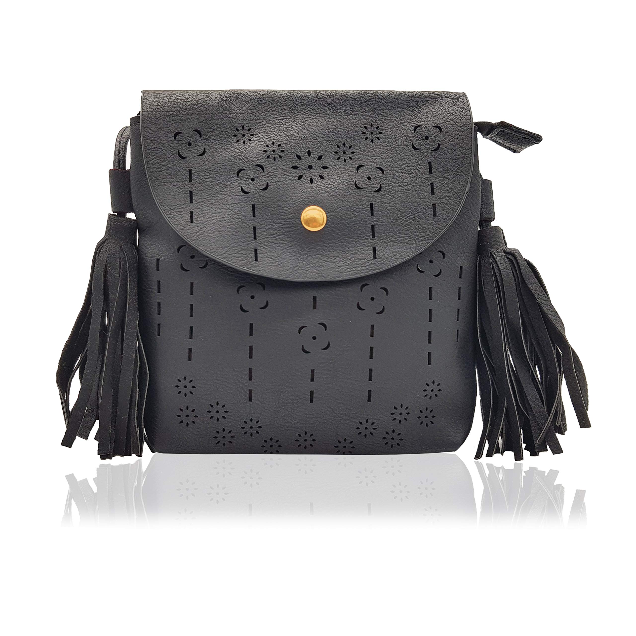 VRITRAZ Pu Synthatic Leather Flower Black Cross Body Sling Bag for Girls and Women (B083DZNDT6) Amazon Price History, Amazon Price Tracker