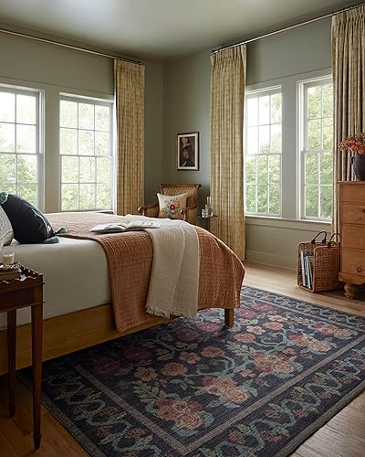 Miniatura 3 de Loloi Rifle Paper Co. Rosa Collection Rosa RSA-01 - Alfombra decorativa negra de 3 pies y 9 pulgadas x 5 pies 6 pulgadas