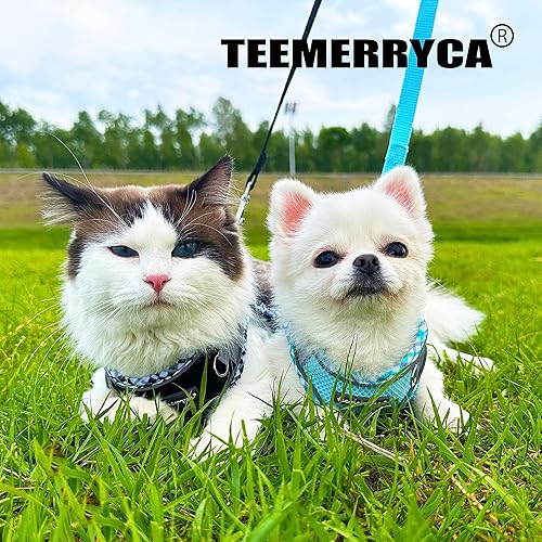 Miniatura 8 de TEEMERRYCA Juego de arnés y correa para perro pequeño, fácil de poner y quitar, chaleco reflectante ajustable para cachorros y perros y gatitos