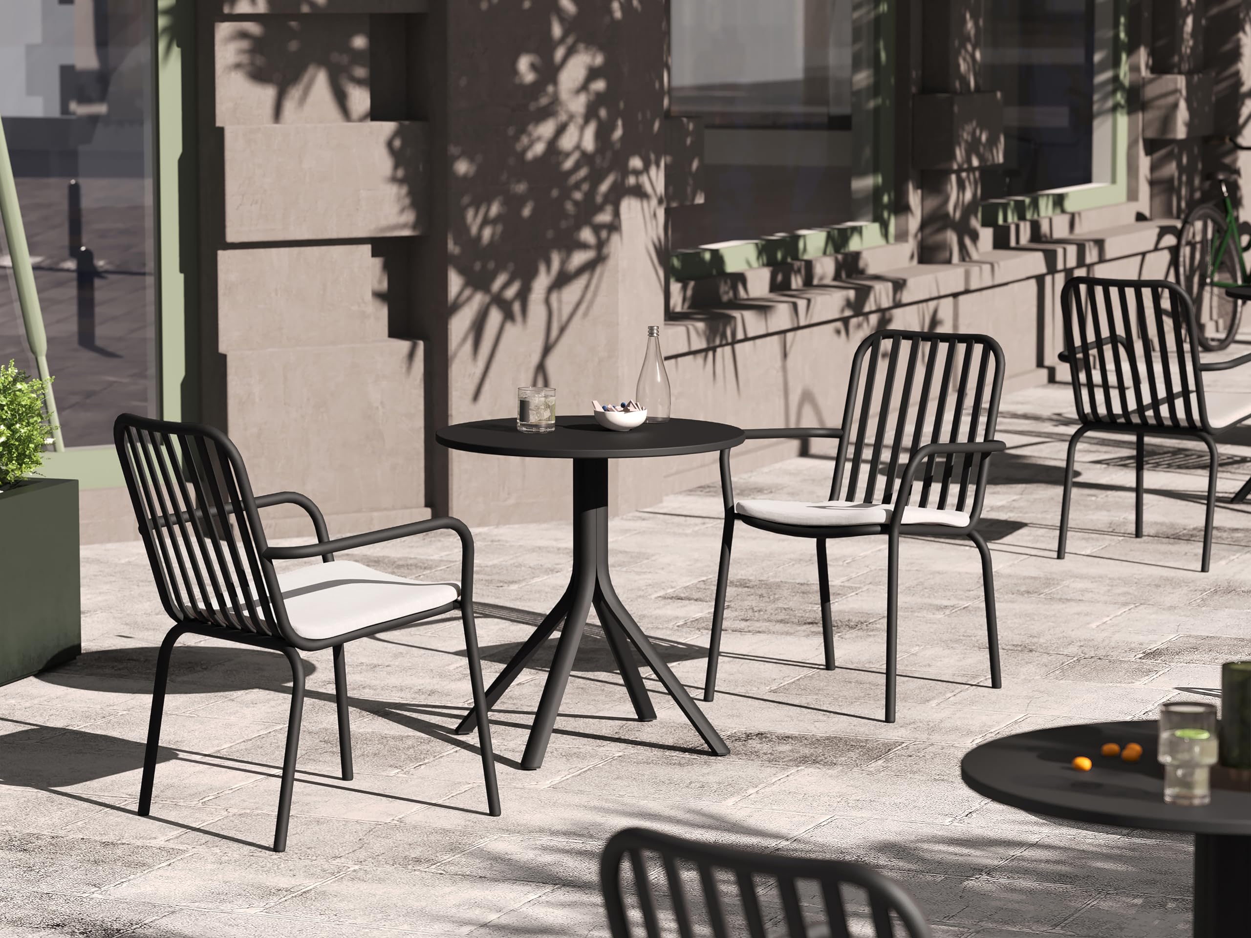 METRO Professional Mesa de Bar Soto, Aluminio, Ø 70 x 72 cm, Mesa de Exterior Redonda, Ideal para Terraza y Jardín, Gris Oscuro