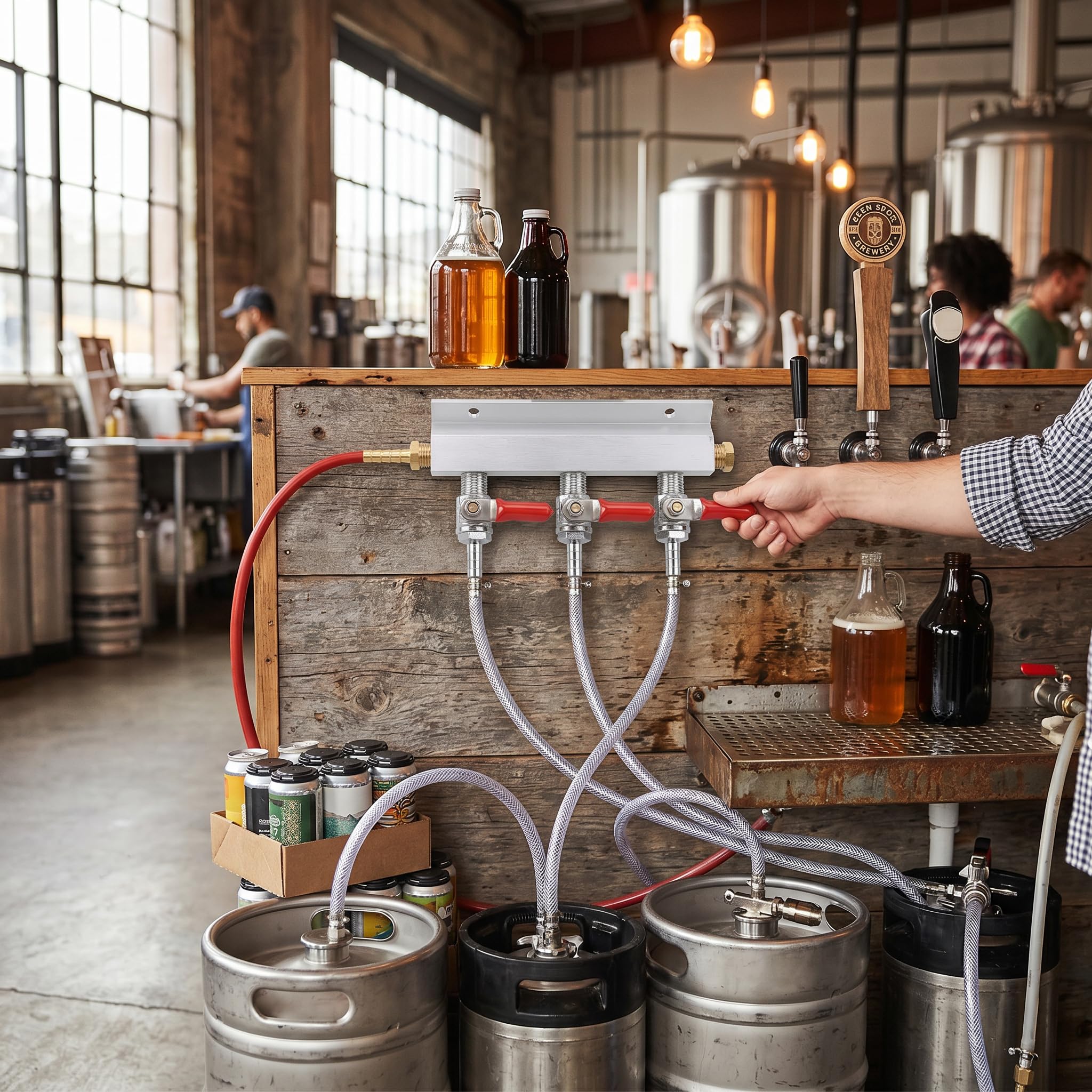 Collecteur de Distribution de Gaz CO2 à 3 Voies, Distributeur de Bière Durable en Acier Inoxydable avec Clapet Anti-retour pour le Brassage Domestique et la Fabrication du Vin