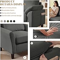 Vista 7 de Juego de sofá de pana de 3 piezas para sala de estar con sofá, otomana de almacenamiento y silla individual