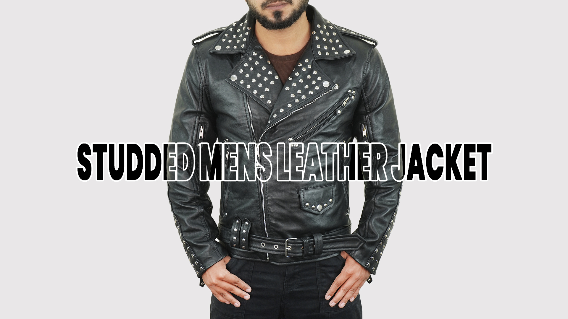 STOREJEES Leather Moto Jacket Men | Studded Jacket - X-Small at