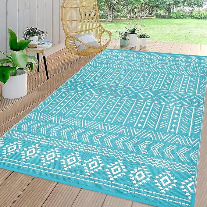 Pauwer Outdoor Rug Waterproof, 4'x6' Reversible Outdoor
