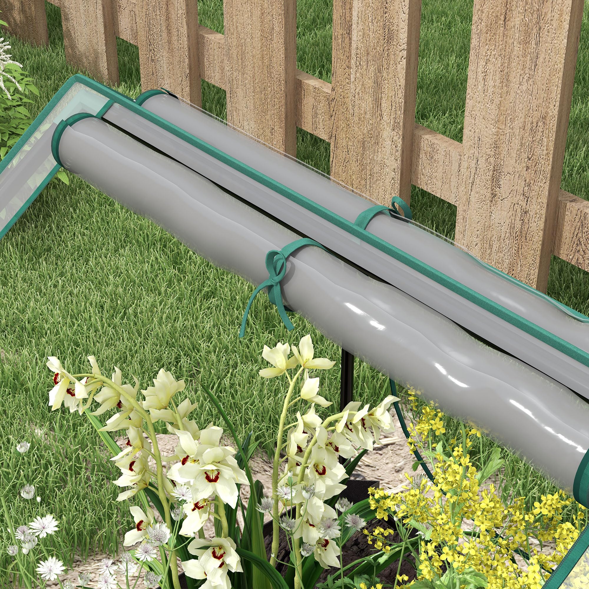 Outsunny Carré Potager de Jardin avec Mini Serre, jardinière surélevée, bac à Fleurs en Acier galvanisé, pour Herbes aromatiques et légumes dans Jardin, Balcon, terrasse, Gris foncé