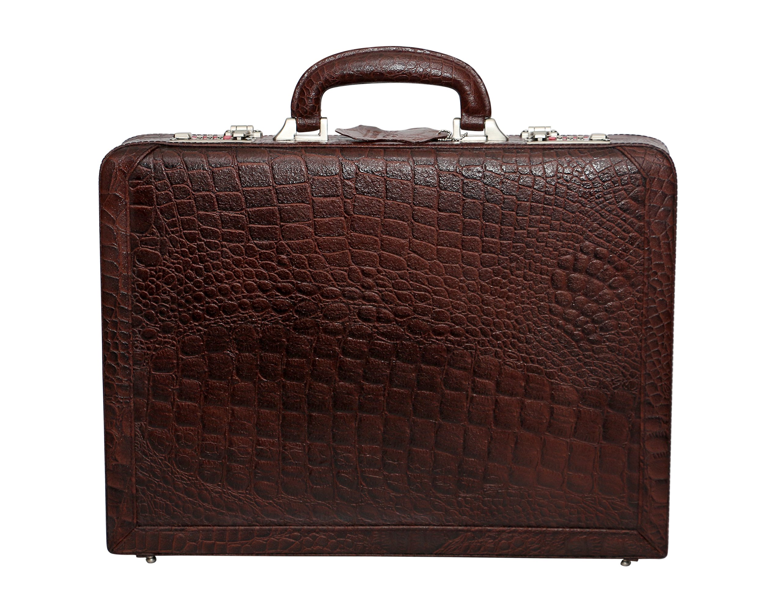 Genuine Leather Briefcase for Mens Office Laptop Compartment Expandable Features High-Security Combo Number Lock Briefcase Bag for Men Brown Color-image-46