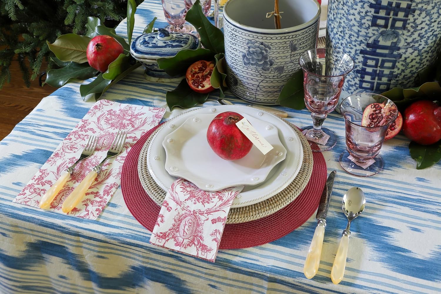 Caspari Romantic Toile Rose Guest Towel Napkins - 15 Per Package, 4 Packs