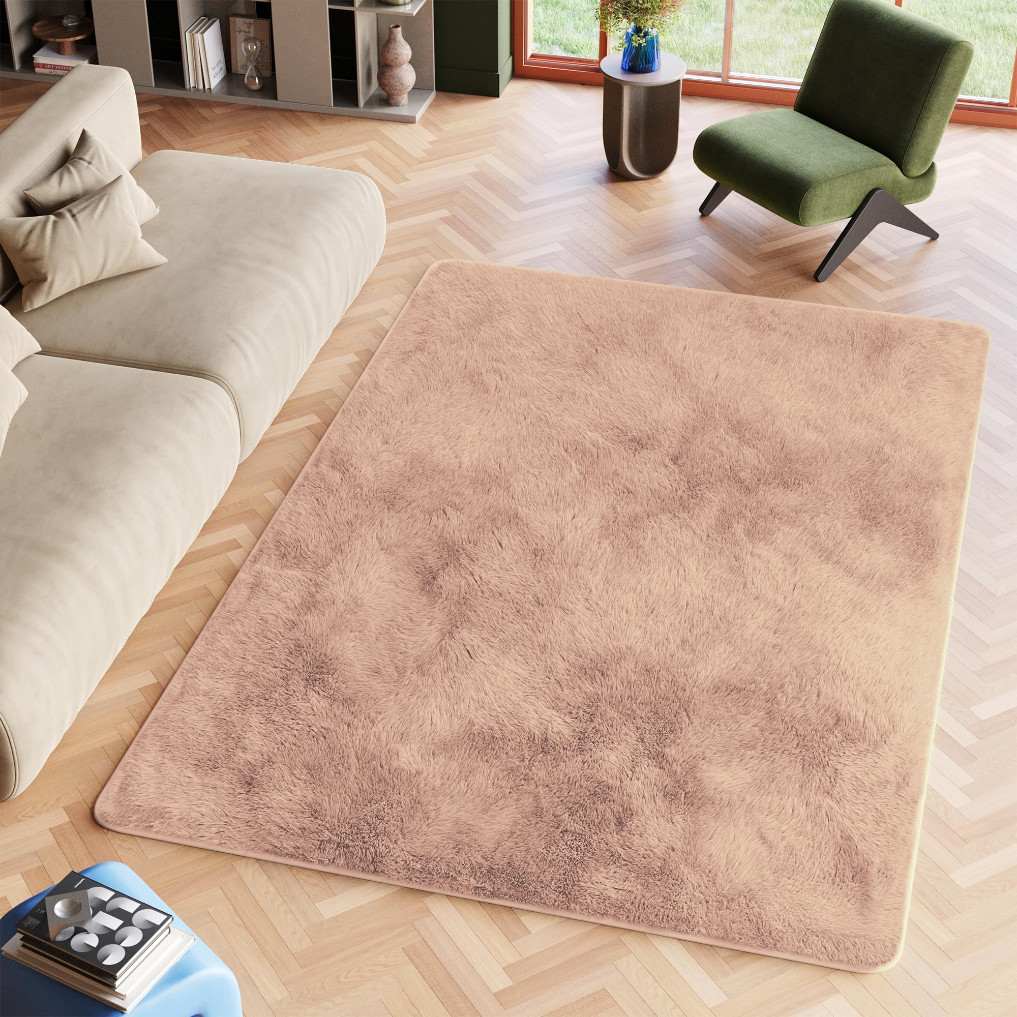 Tapiso® Silk Shaggy dywan z wysokim runem | nowoczesny dywan z długim włosiem, beżowy, jednokolorowy, puszysty | idealny do sypialni, salonu, pokoju dziecięcego | Öko-Tex 200 x 300 cm