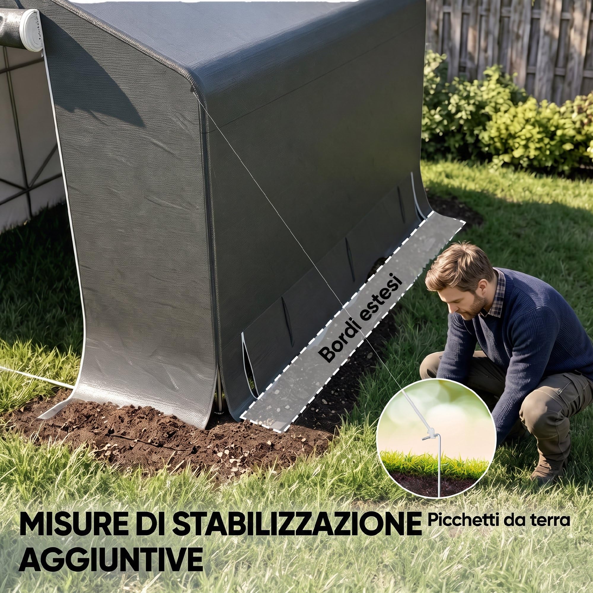 Outsunny Garage Moto per Esterno 3x3m Tenda Garage Impermeabile GrigioScuro | Porta Avvolgibile, Prese d'Aria, per Biciclette e Attrezzi, Metallo e Tessuto PE Anti UV