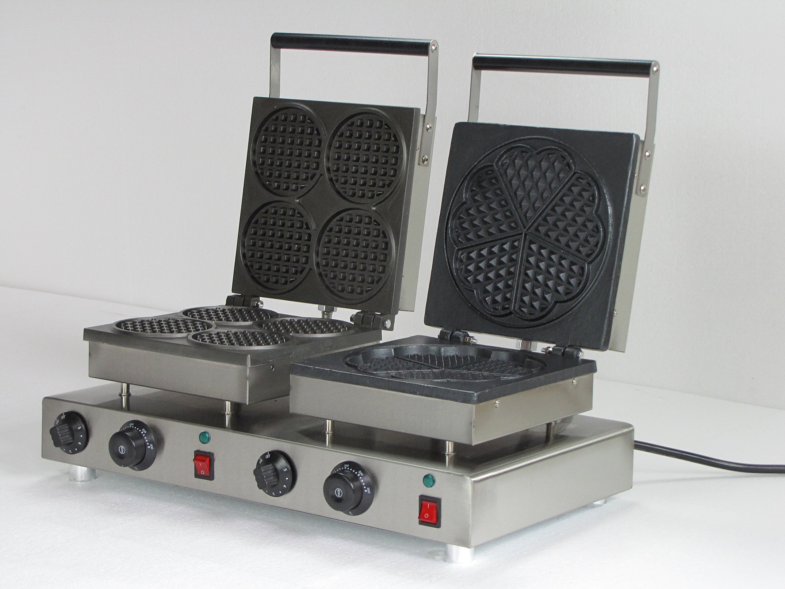 Generic Commercial Use Nonstick 110v 220v Electric Waffle Maker with Dual Plates for Mini Round Waffle and Heart Shaped Waffle
