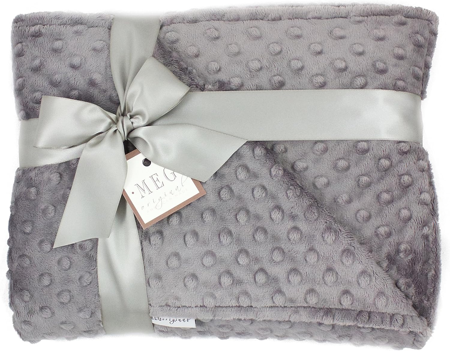 MEG ORIGINAL Crib/Toddler Bed Baby Blanket Made in The USA from Heavenly Soft Double-Sided Charcoal Minky Dot Material 670