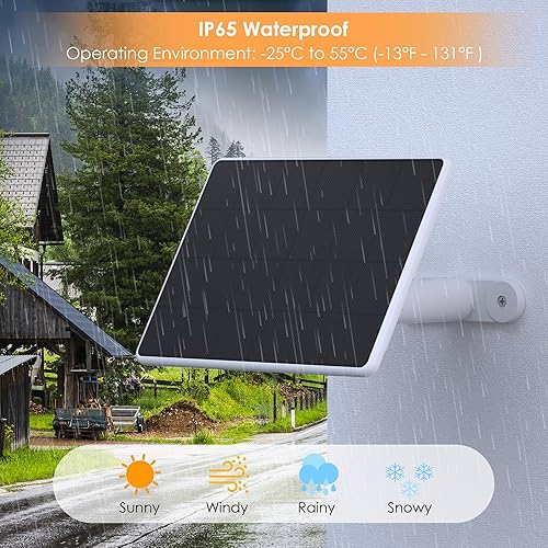 Miniatura 3 de Panel solar para cámara de seguridad, paneles solares de 6 W con puerto micro USB y USB-C para cámara exterior de 5 V CC, cargador solar para cámara
