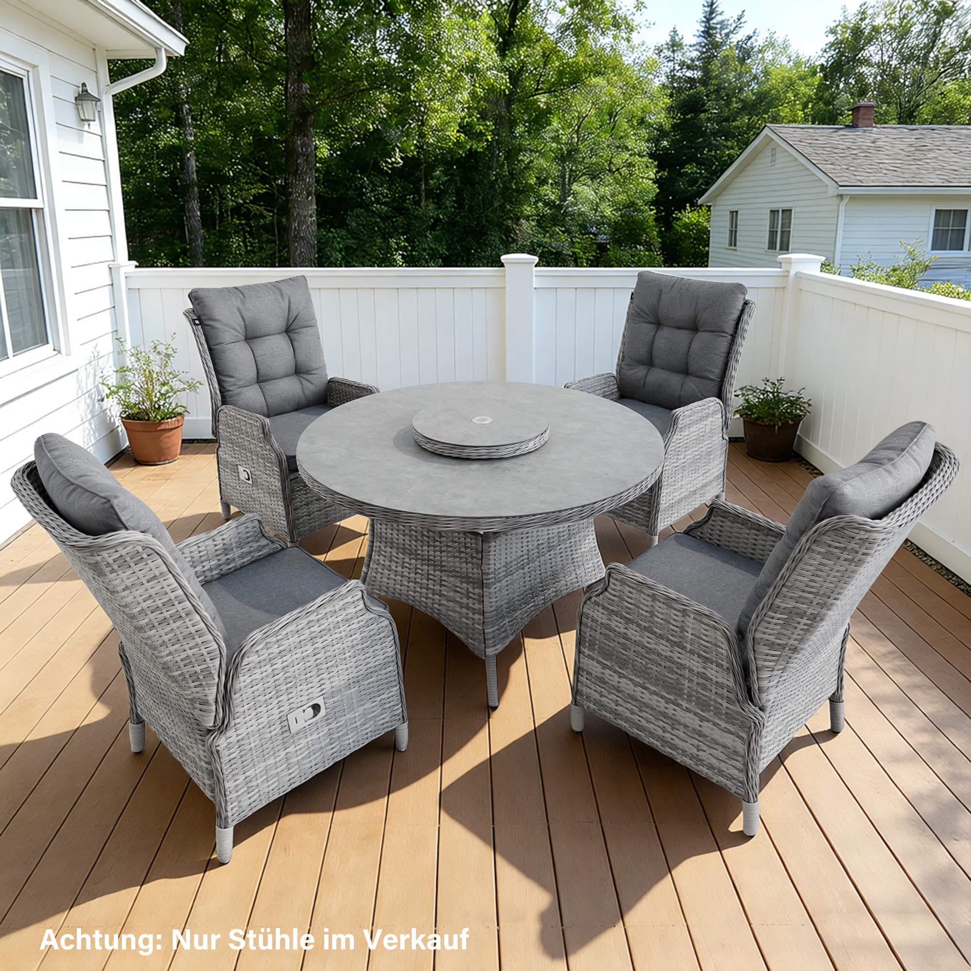 COMLAX FIELD Rattan Gartenstuhl mit Verstellbarer Rückenlehne, Gartensessel Wetterfest, Rattansessel Outdoor, Essstuhl Lounge Sessel für Garten Balkon Indoor