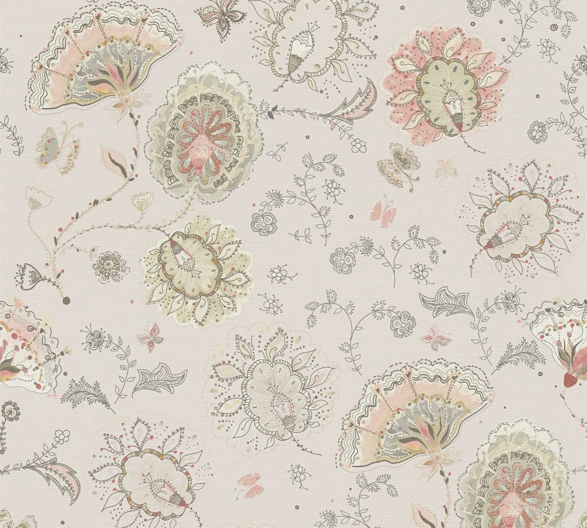 A.S. Creation House of Turnowsky 388994 Wallpaper Flowers Beige Pink Non-Woven Wallpaper 10.05 m x 0.53 m Made in Germany - Image 2
