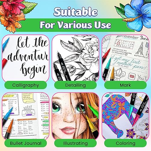 Miniatura 2 de Rotuladores artísticos de doble punta, 80 colores brillantes únicos, tinta a base de agua, punta fina y punta de pincel para amantes de las artes,