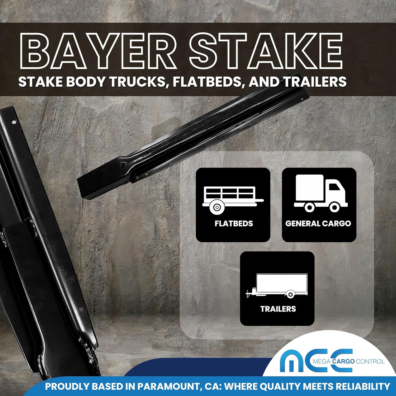 Mega Cargo Control Metal B-Style Trailer Stakes | Hardware Equipment for Stake Body Trucks and Flatbeds | (6 - Pack) 42"