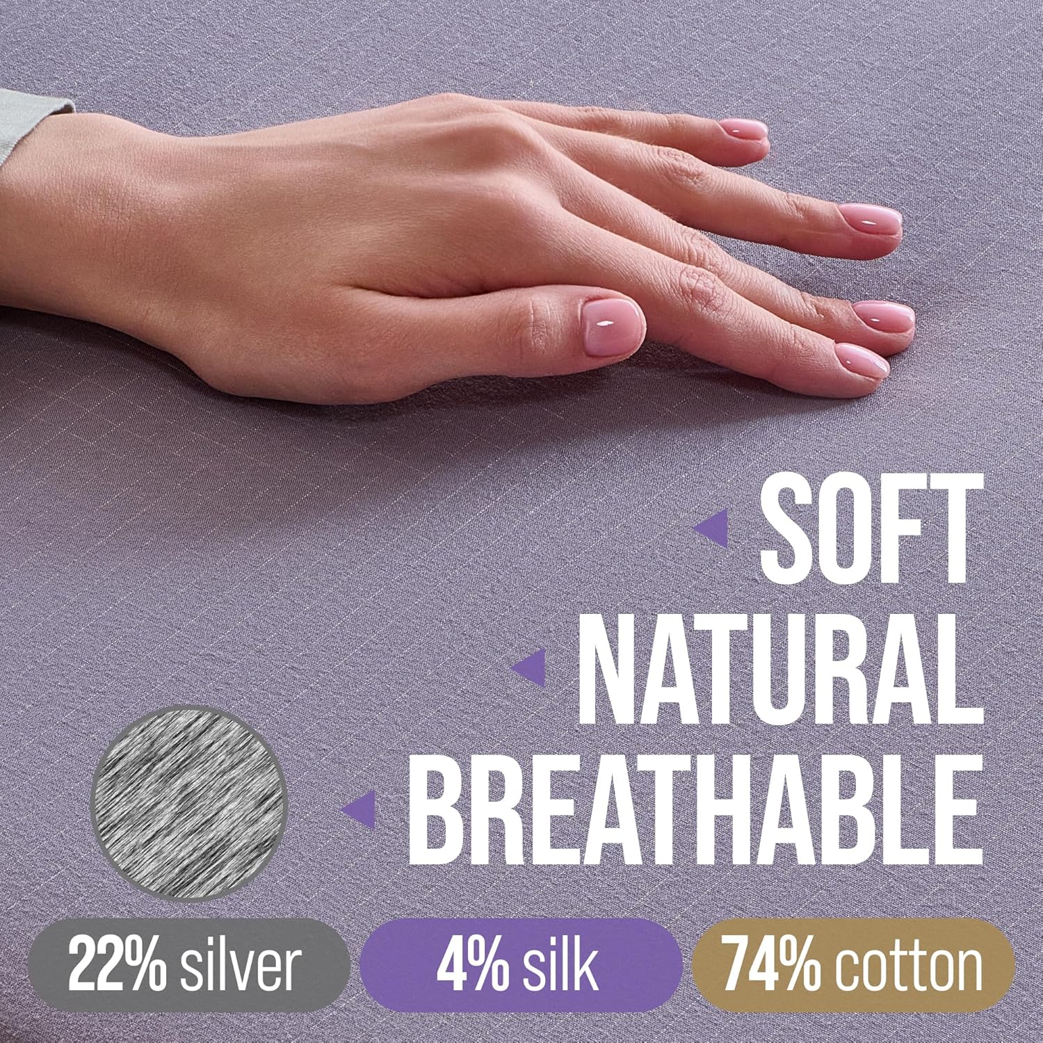 Luxury Grounding Sheets King 22% Silver Fiber, 74% Cotton, 4% Silk, Quality Certified Grounded Well Bed Sheet - Conductive Earth Fitted Sheet for Better Sleep, Grey
